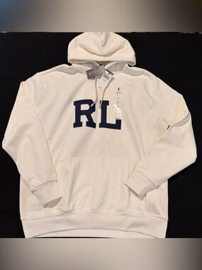 Polo Ralph Lauren BIG & TALL White RL Fleece Hoodie Mens XL NWT